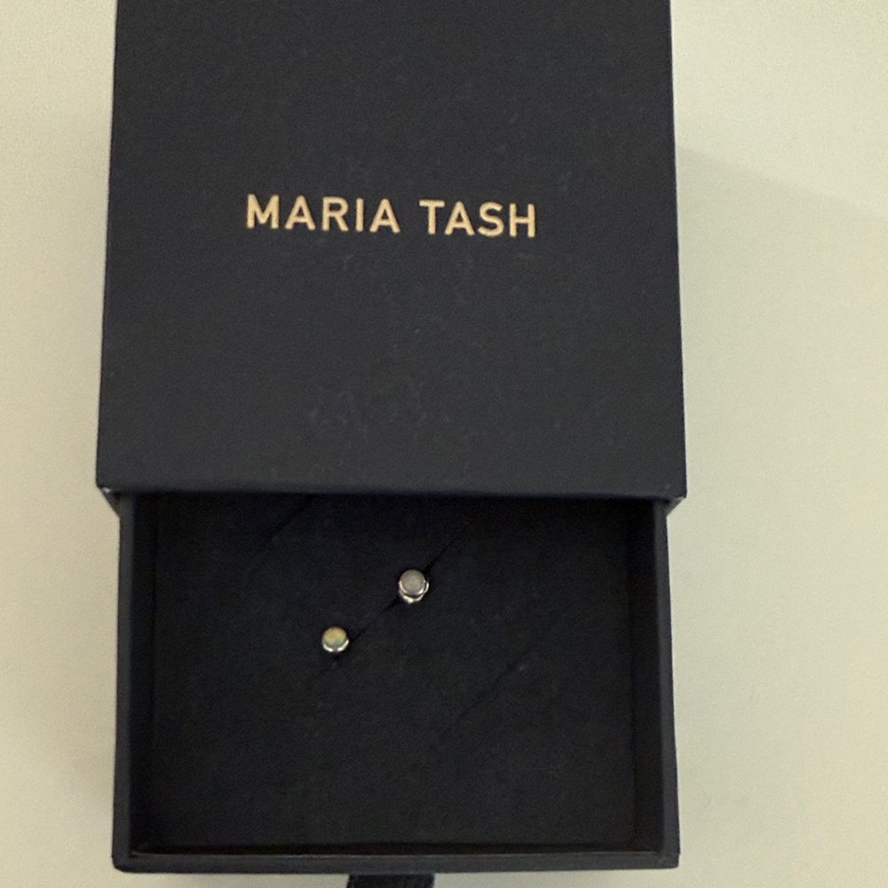 Maria Tash Opal and White Gold Stud Earrings